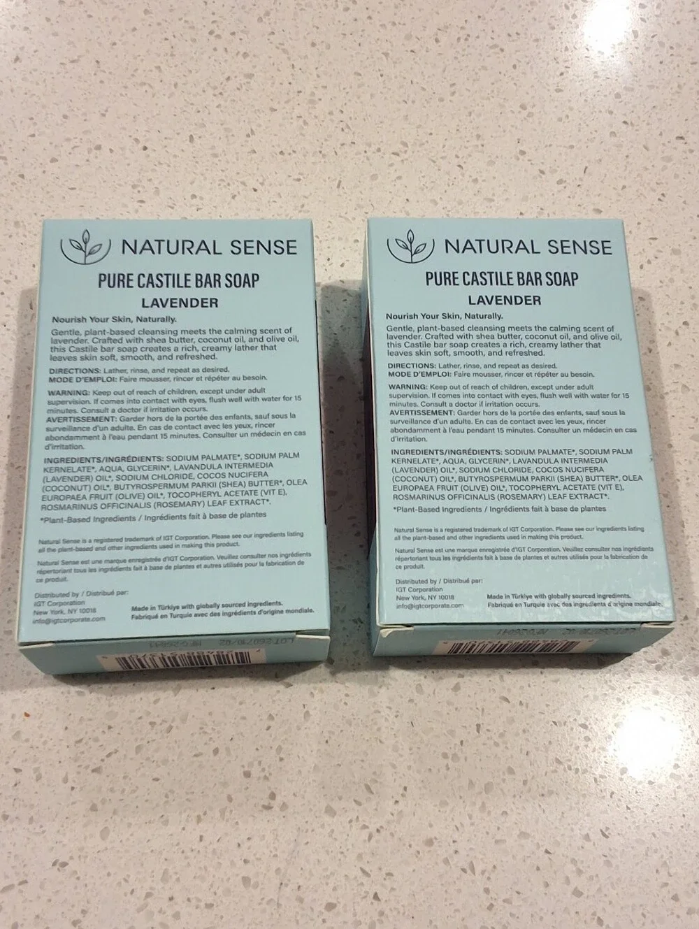 Natural Sense Lavender Pure Castile Bar Soaps With Shea Butter, Bundle Of Two